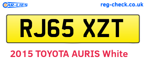 RJ65XZT are the vehicle registration plates.