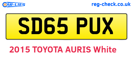 SD65PUX are the vehicle registration plates.