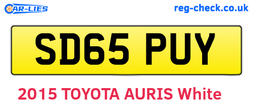 SD65PUY are the vehicle registration plates.