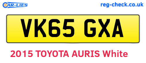 VK65GXA are the vehicle registration plates.