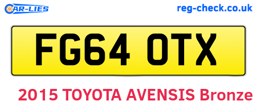 FG64OTX are the vehicle registration plates.