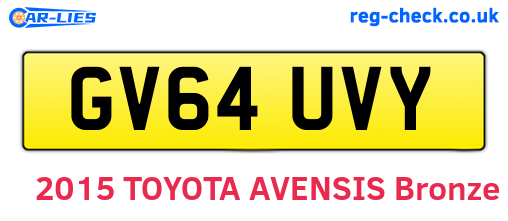GV64UVY are the vehicle registration plates.