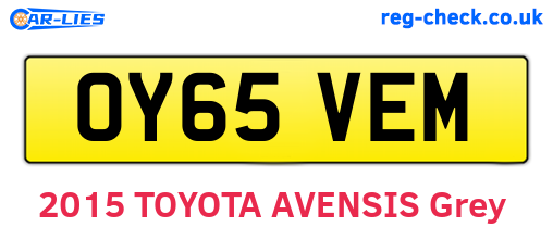 OY65VEM are the vehicle registration plates.