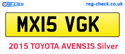 MX15VGK are the vehicle registration plates.
