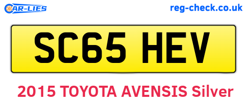 SC65HEV are the vehicle registration plates.