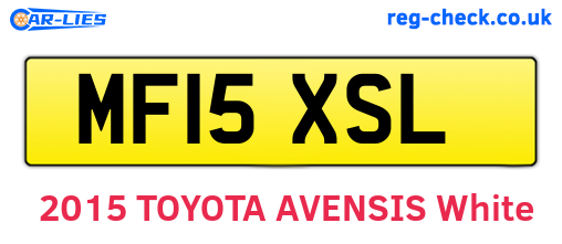 MF15XSL are the vehicle registration plates.