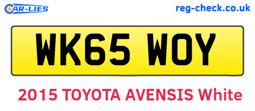 WK65WOY are the vehicle registration plates.