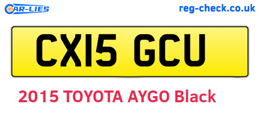 CX15GCU are the vehicle registration plates.
