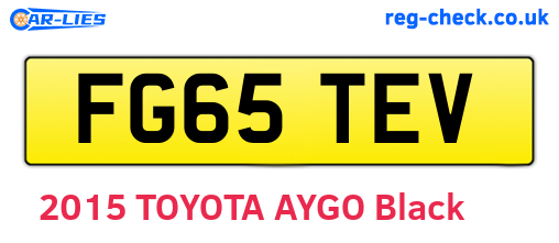FG65TEV are the vehicle registration plates.