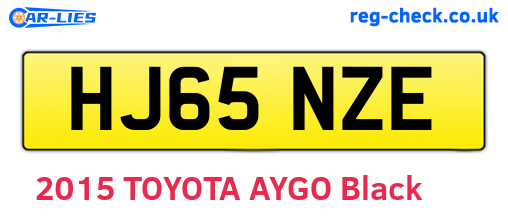 HJ65NZE are the vehicle registration plates.