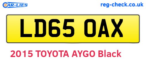 LD65OAX are the vehicle registration plates.