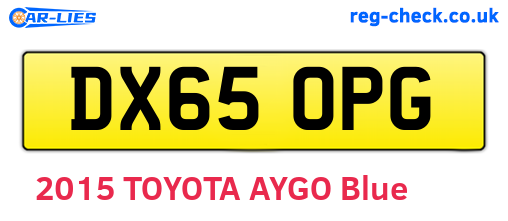 DX65OPG are the vehicle registration plates.
