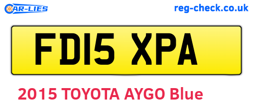 FD15XPA are the vehicle registration plates.