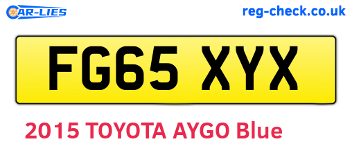 FG65XYX are the vehicle registration plates.