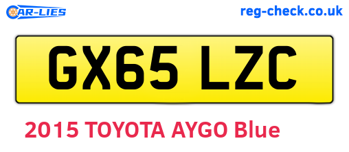 GX65LZC are the vehicle registration plates.
