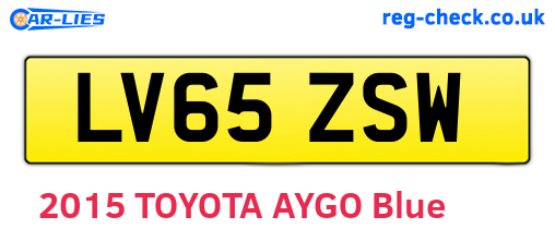 LV65ZSW are the vehicle registration plates.
