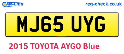 MJ65UYG are the vehicle registration plates.