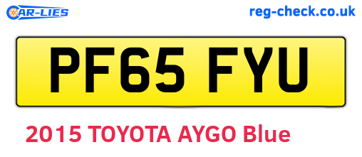 PF65FYU are the vehicle registration plates.