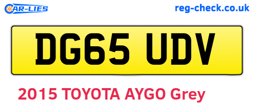 DG65UDV are the vehicle registration plates.