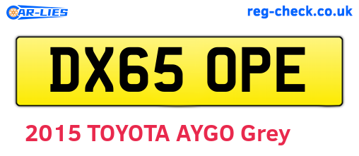 DX65OPE are the vehicle registration plates.
