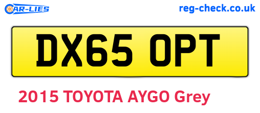 DX65OPT are the vehicle registration plates.