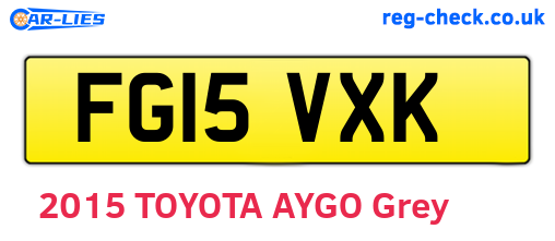 FG15VXK are the vehicle registration plates.