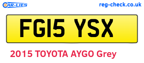 FG15YSX are the vehicle registration plates.