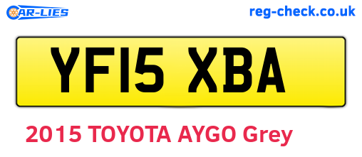 YF15XBA are the vehicle registration plates.