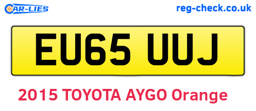 EU65UUJ are the vehicle registration plates.