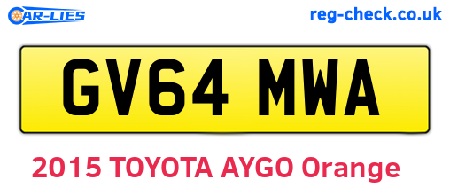 GV64MWA are the vehicle registration plates.