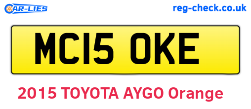 MC15OKE are the vehicle registration plates.