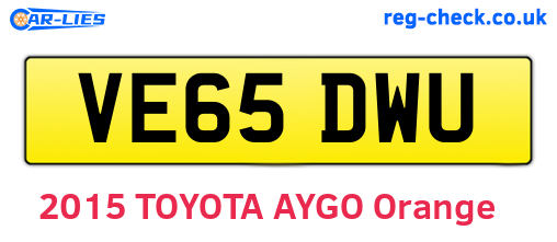 VE65DWU are the vehicle registration plates.