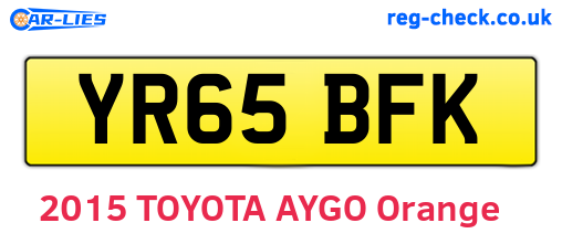 YR65BFK are the vehicle registration plates.