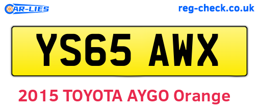 YS65AWX are the vehicle registration plates.
