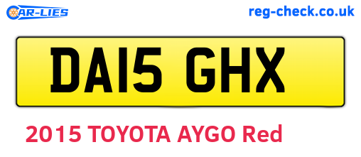 DA15GHX are the vehicle registration plates.