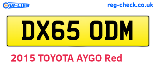 DX65ODM are the vehicle registration plates.