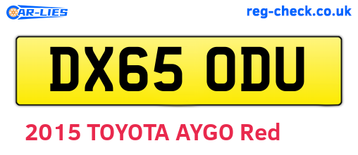 DX65ODU are the vehicle registration plates.