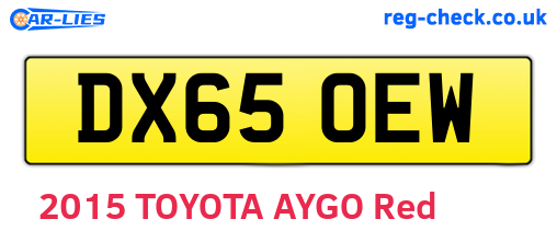 DX65OEW are the vehicle registration plates.
