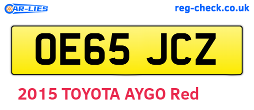 OE65JCZ are the vehicle registration plates.