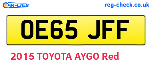 OE65JFF are the vehicle registration plates.