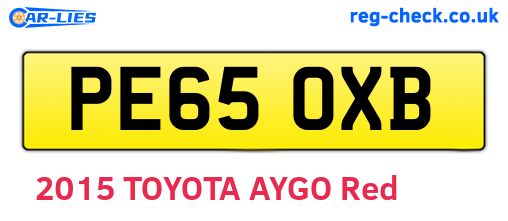 PE65OXB are the vehicle registration plates.