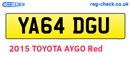 YA64DGU are the vehicle registration plates.
