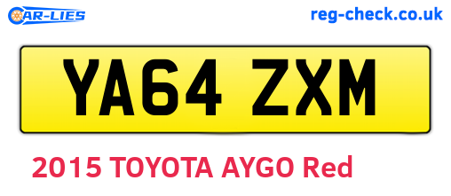 YA64ZXM are the vehicle registration plates.
