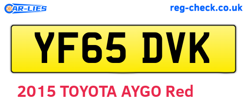 YF65DVK are the vehicle registration plates.