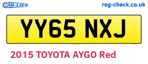YY65NXJ are the vehicle registration plates.