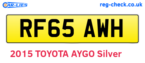RF65AWH are the vehicle registration plates.