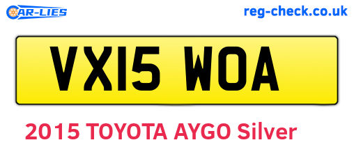 VX15WOA are the vehicle registration plates.