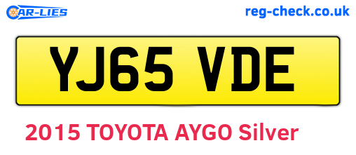YJ65VDE are the vehicle registration plates.