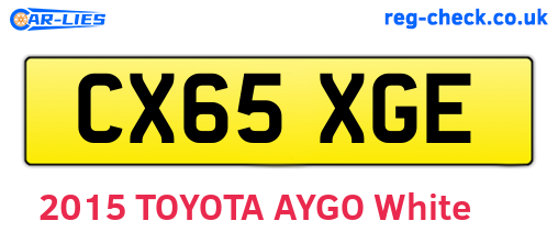CX65XGE are the vehicle registration plates.
