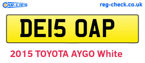 DE15OAP are the vehicle registration plates.